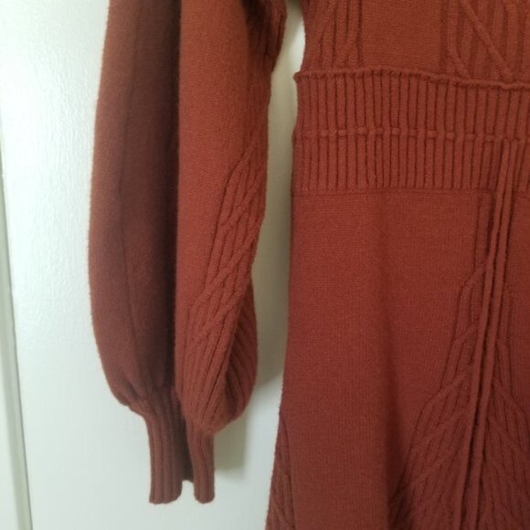 NWT Free People Emmaline Square Neck Puff Sleeve Mini Sweater Dress - Medium - Picture 6 of 11